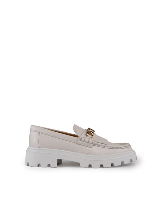 Mocassino con frange in pelle bianco TOD'S | XXW08J0GF80 RXNB015